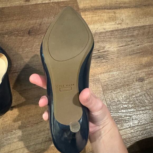 Cole Haan Prieta Pump II Heels 6B Blue Pointed Toe Patent Leather Wedding READ - Picture 8 of 11